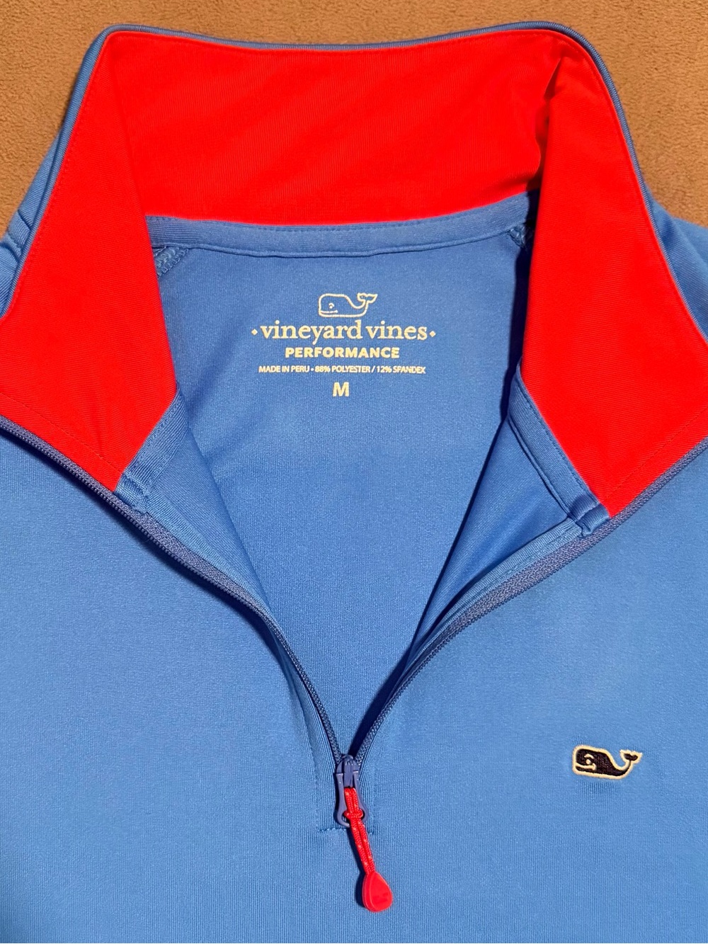 Vineyard Vines - Blue & Red - Men’s Performance Pullover Quarter Zip - Medium